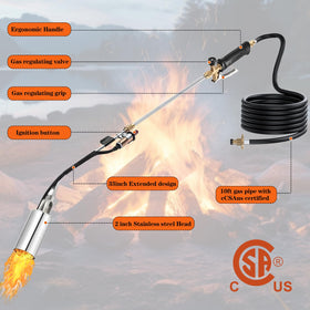 Hordolry propane torch with self-igniter enables quick startup and steady heat