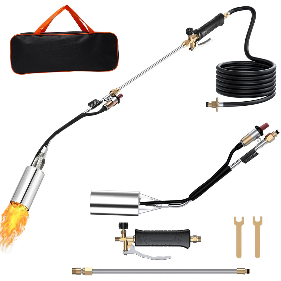 Hordolry weed burner kit with propane torch and long hose for fast outdoor weed control