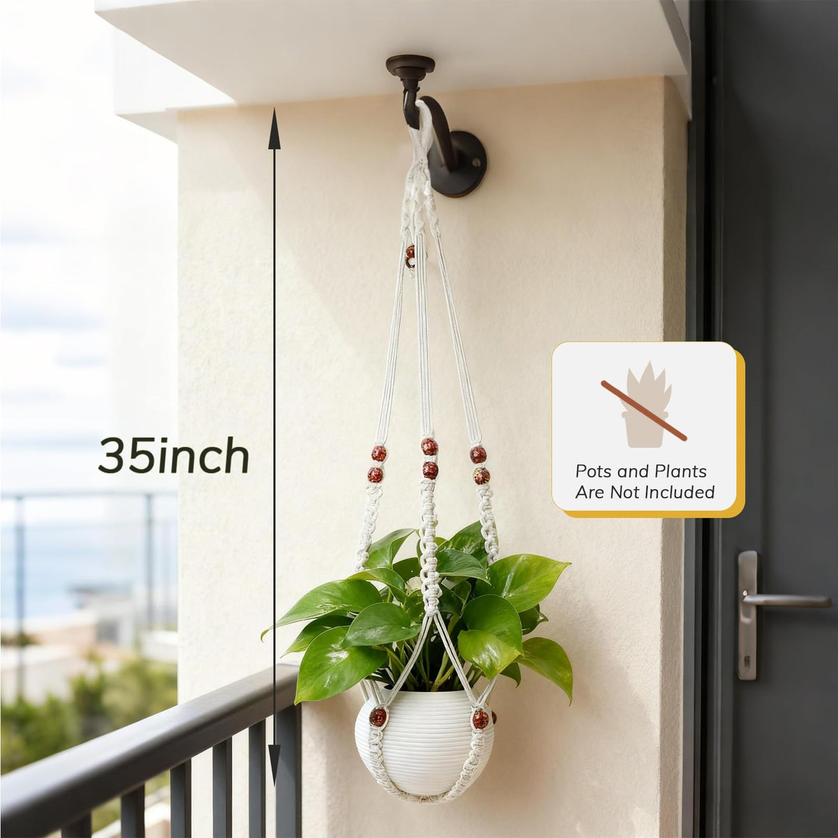 HOREAKHJ 35-inch hanger for indoor or outdoor plant display.