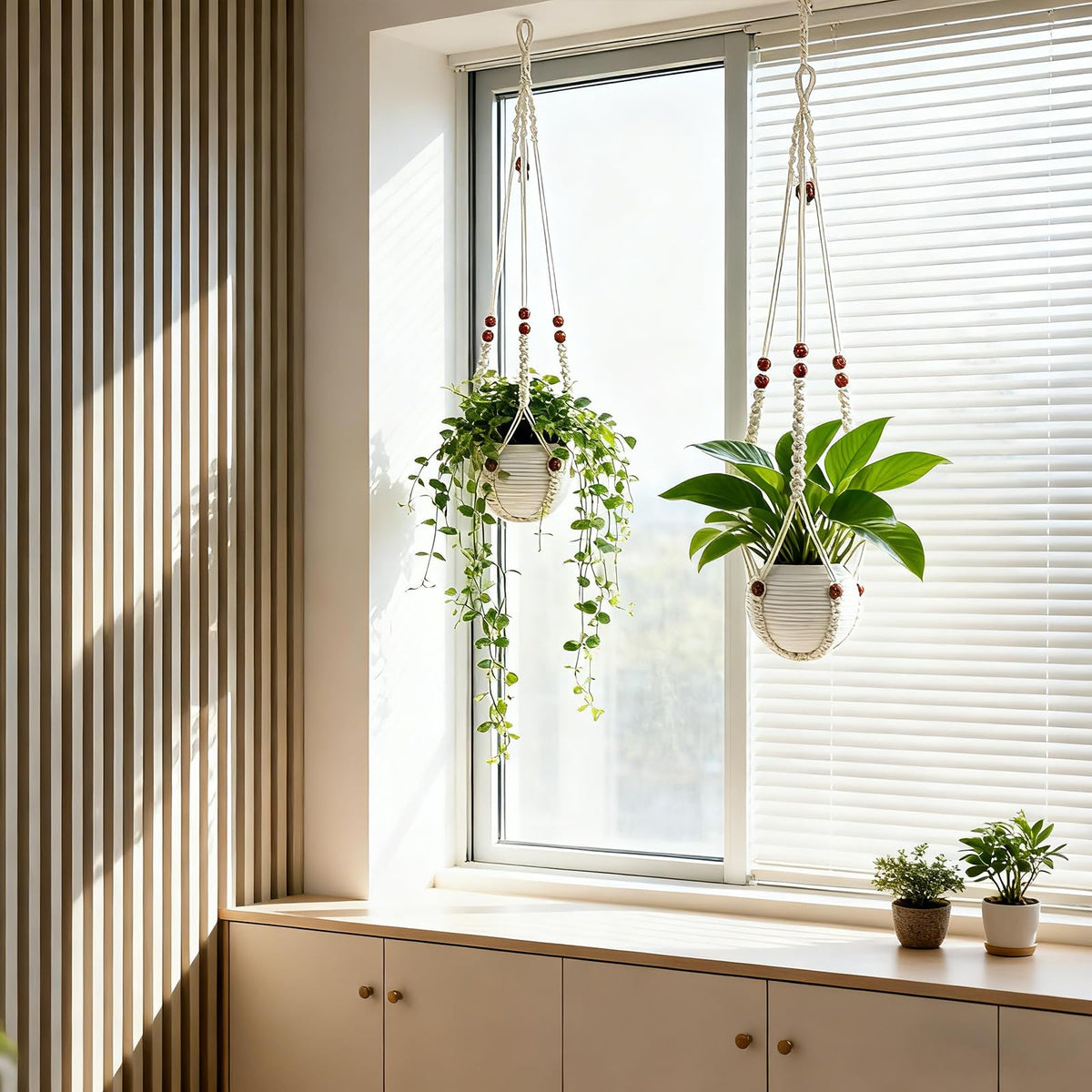 HOREAKHJ cotton cord macrame hanger showcases handmade craft detail.