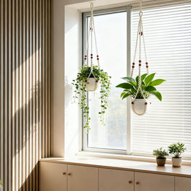 HOREAKHJ cotton cord macrame hanger showcases handmade craft detail.