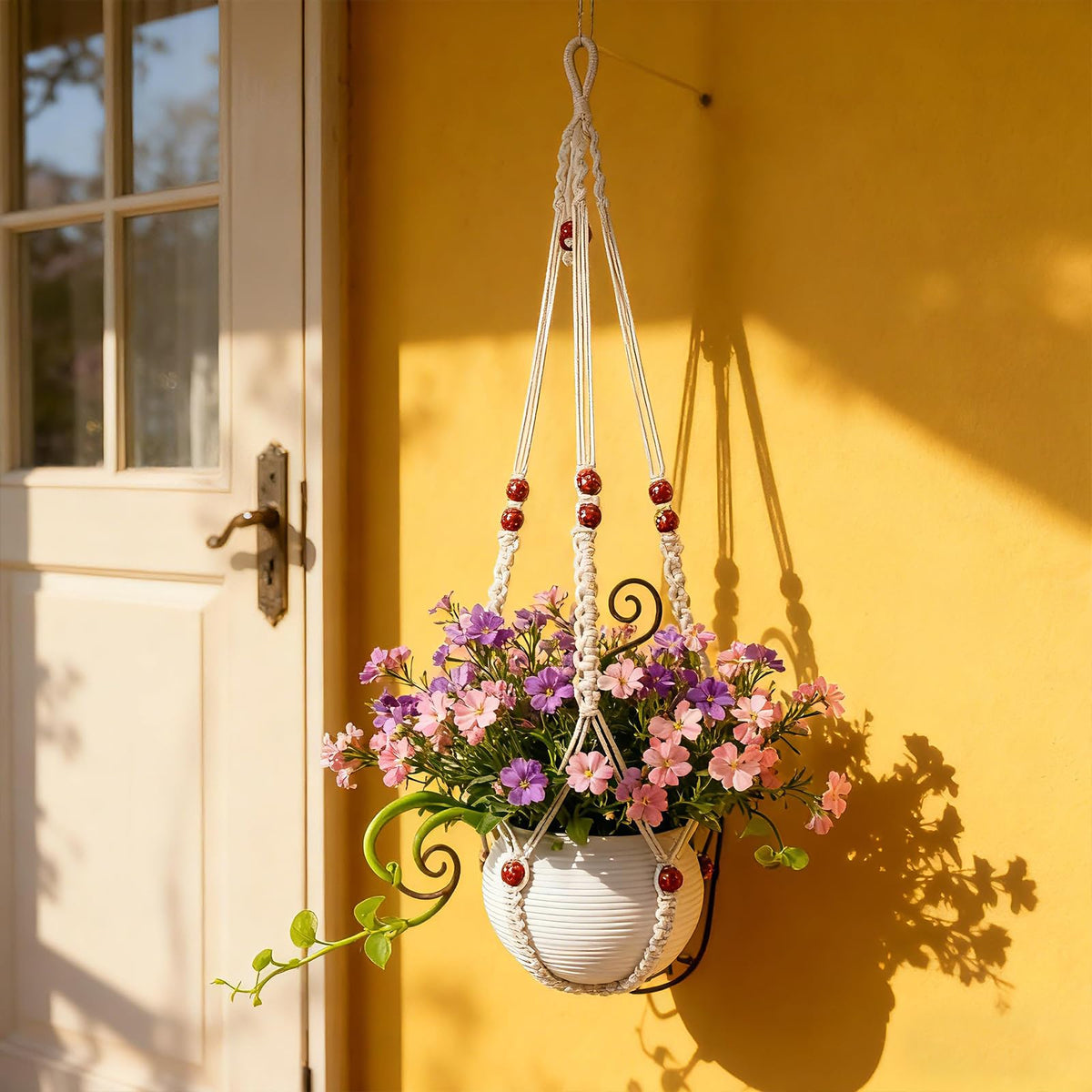 HOREAKHJ handmade craft macrame hanger reflects artisan technique.