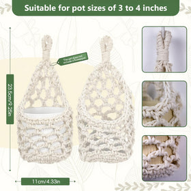 HOREAKHJ hanging planter basket in ivory in an indoor setting