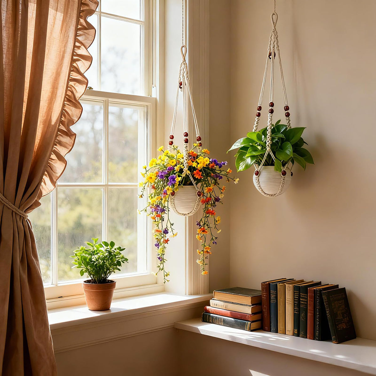 HOREAKHJ large hanging planter holder suits modern or farmhouse decor.