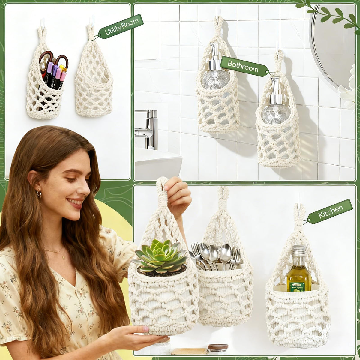 Woven cotton plant holder for 4-inch pots by HOREAKHJ