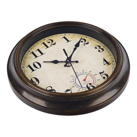Horizent bronze clock hanging image conveying timeless decor for kitchens and bathrooms.