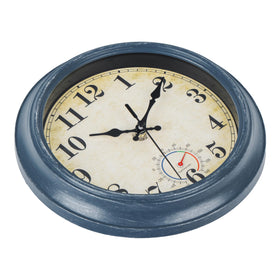 Horizent blue coastal thermometer clock designed for garden and spa spaces