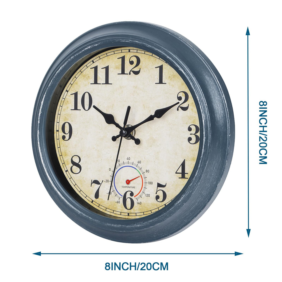 Horizent blue coastal clock wall mount for easy hanging on patios