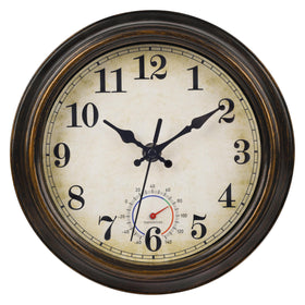 Horizent outdoor clock face in bronze with weatherproof durability for patios.