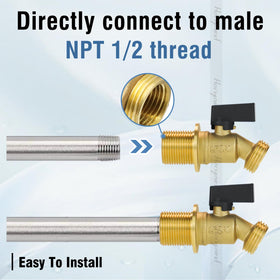Horiznext rain barrel spigot outlet connected to garden hose for versatile use.