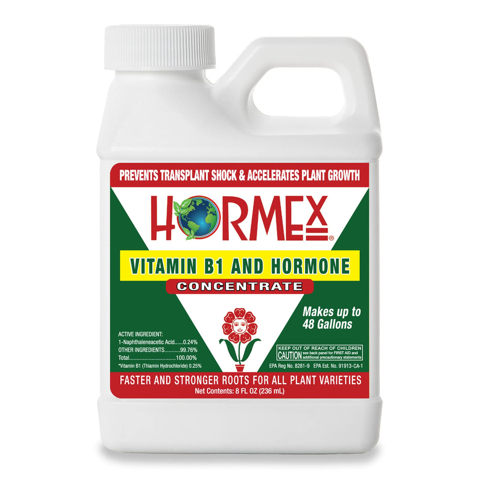 Hormex rooting hormone bottle label ready for growth and transplant support.