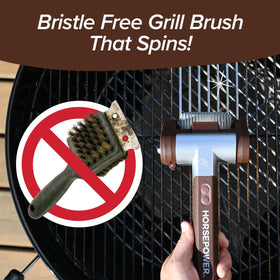 Horsepower Giddy Up power roller in 304 stainless steel cleans stubborn grates and burnt-on residue.