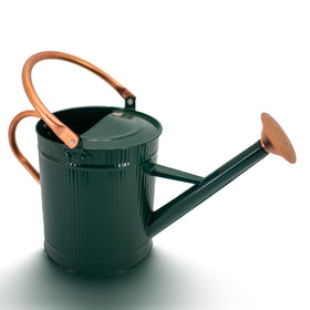 Close-up of ergonomic handle and balanced pour on HORTICAN 1 Gallon watering can.