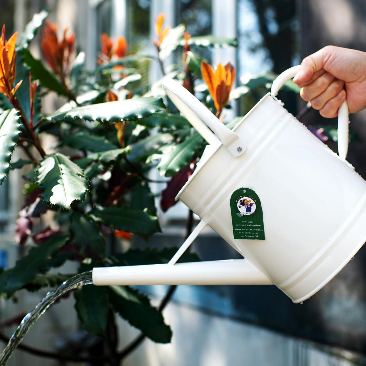 HORTICAN ergonomic handle and 1-gallon capacity support comfortable watering