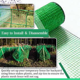HORTIFAN garden fence installation-on-posts-trees shows flexible setup on various surfaces