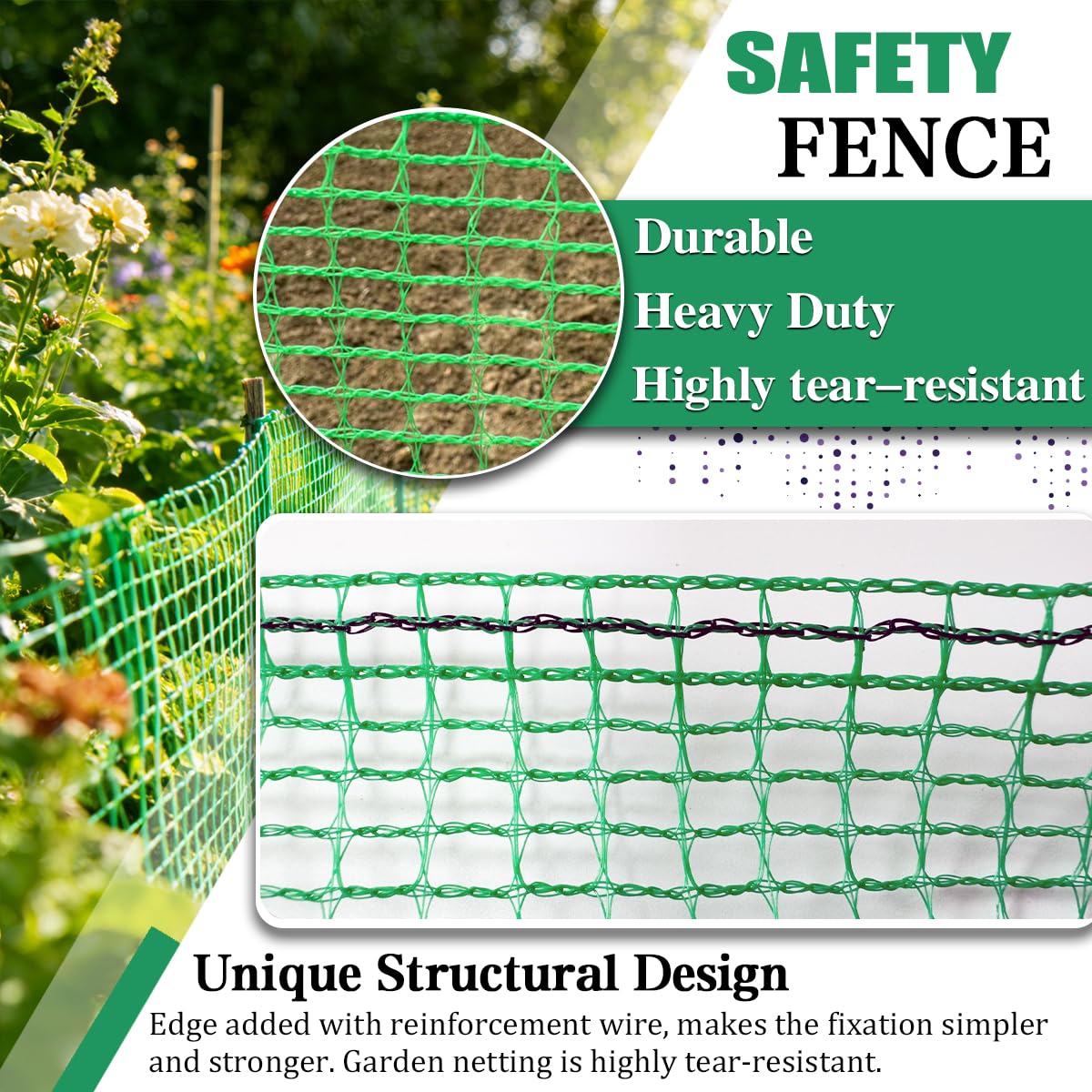 HORTIFAN garden fence plastic-weave-closeup emphasizes durable tear-resistant material for outdoor use