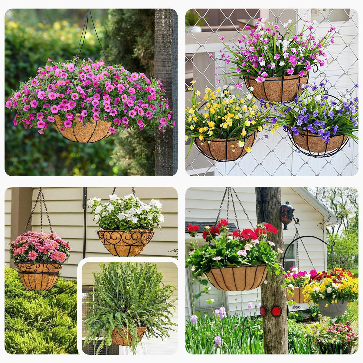 Ideal for gardens, patios, nurseries, and decorative displays with coco liners.