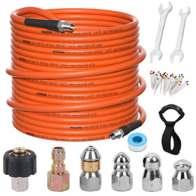 HOSEING 50ft sewer jetter hose shown for flexible, durable clog clearing at high pressure