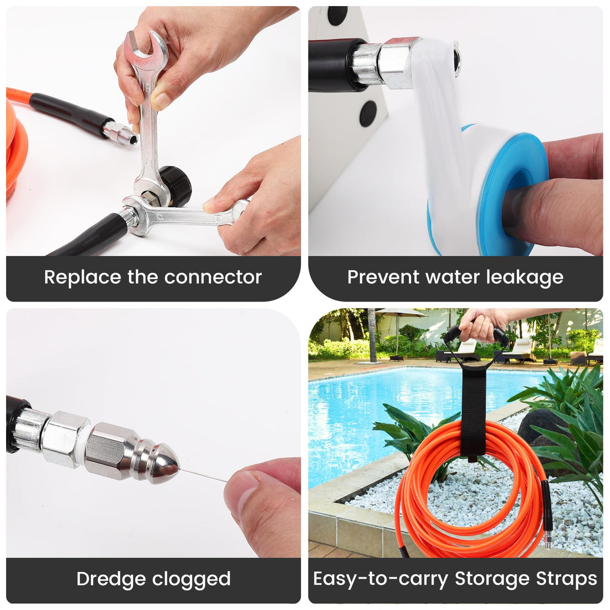 HOSEING corner sewer nozzle targets tight spaces and joints