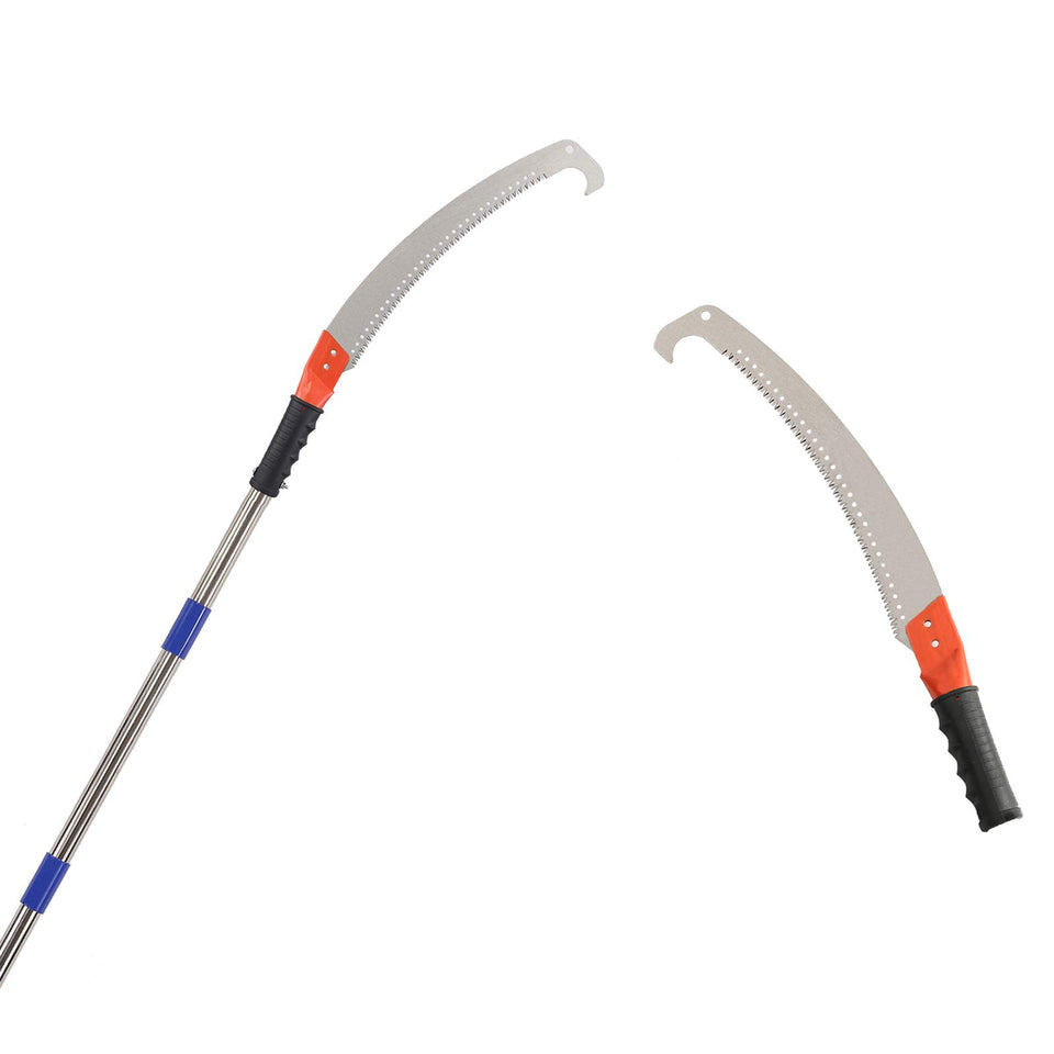 HOSKO pole saw with 14ft reach for pruning high branches.