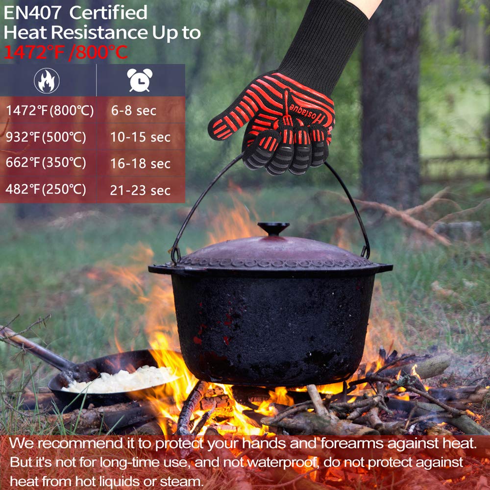 Hostaque gloves feature a non-slip silicone grip for secure utensil control.