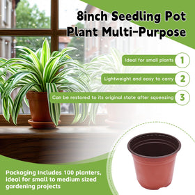 HOSTIC 8 inch nursery pot shown for garden use with bottom drainage.
