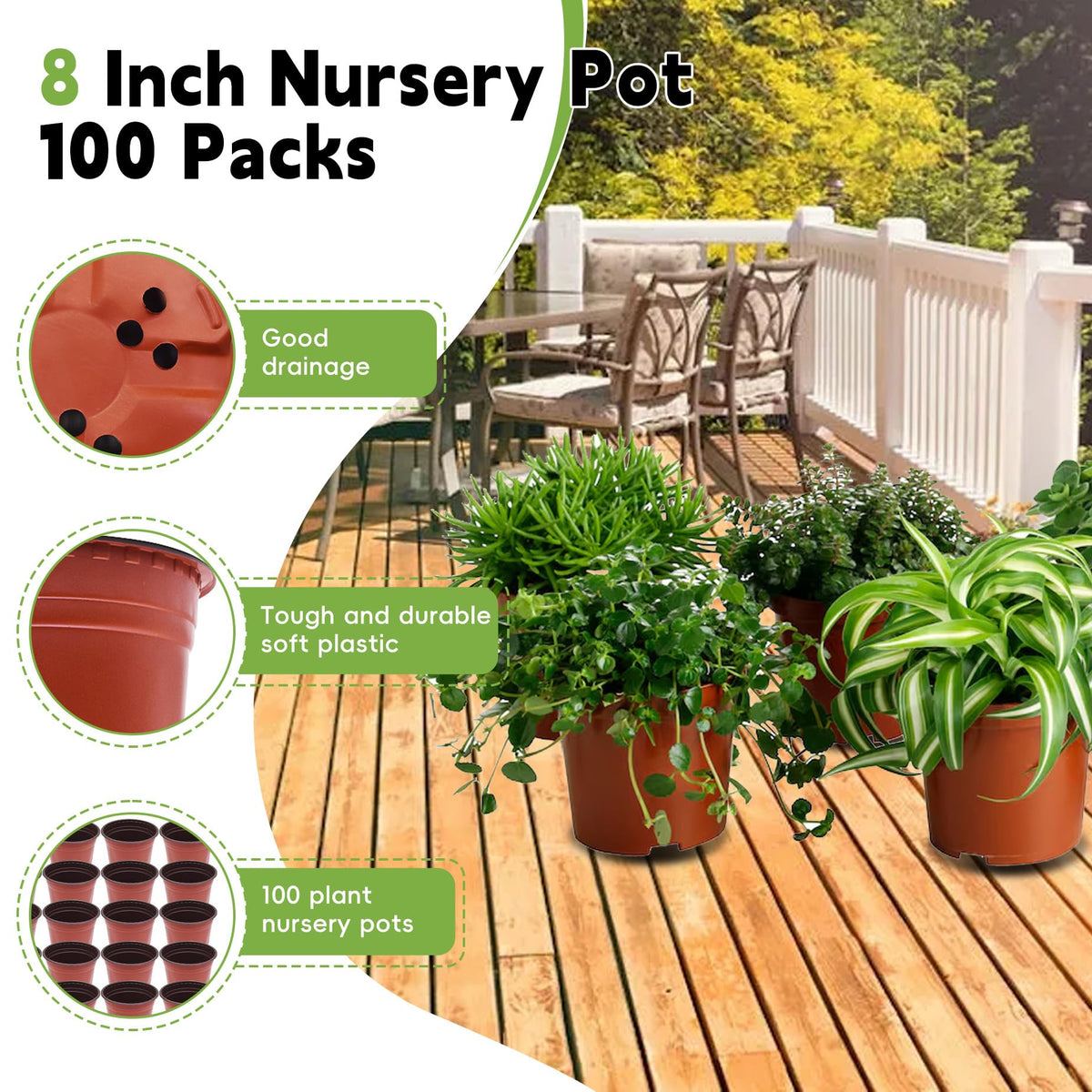 HOSTIC 8 inch nursery pot ideal for transplanting seedlings in home or nursery.