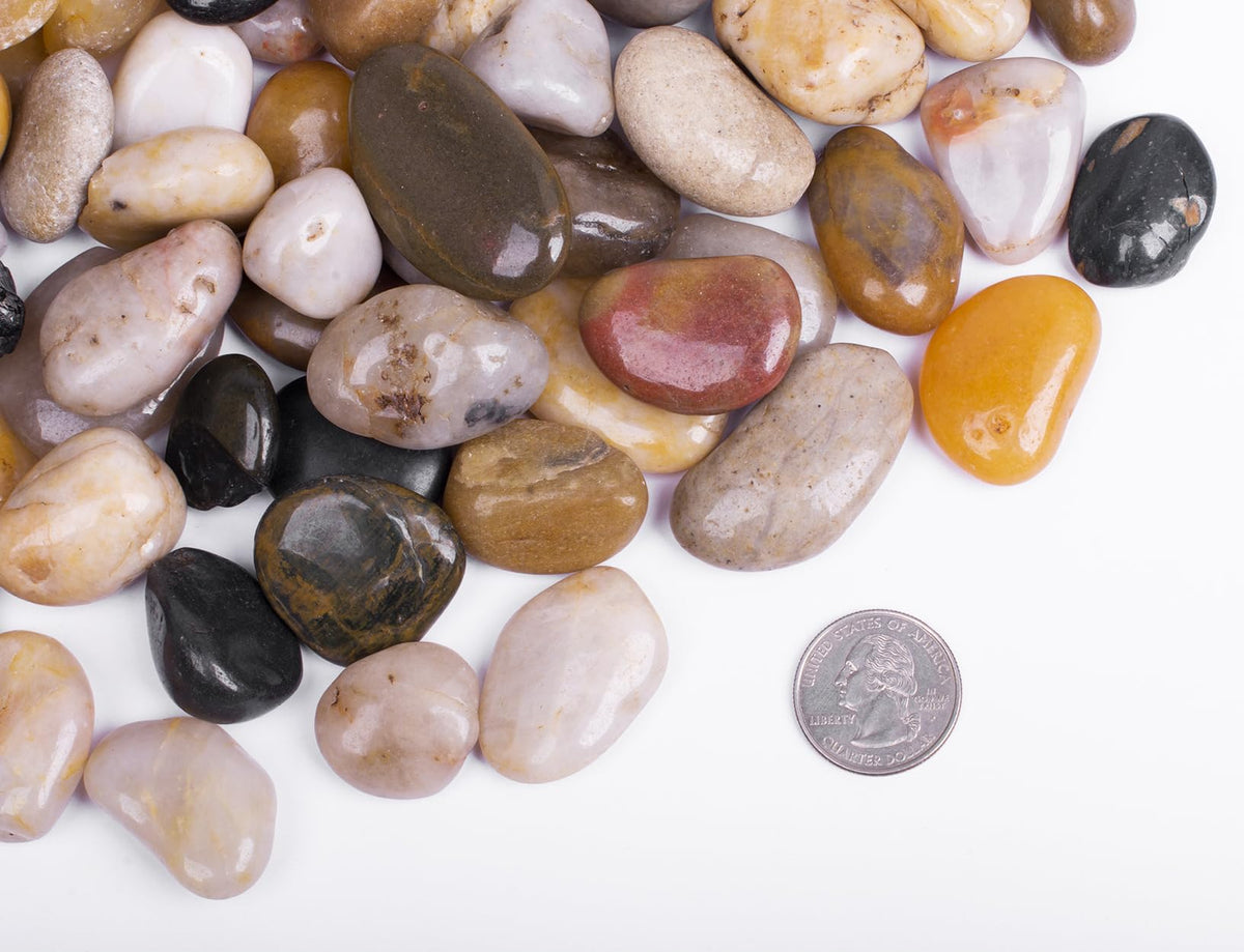 Polished HOT SEAL pebbles close-up showing color and shine for decor