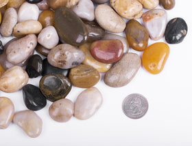 Polished HOT SEAL pebbles close-up showing color and shine for decor