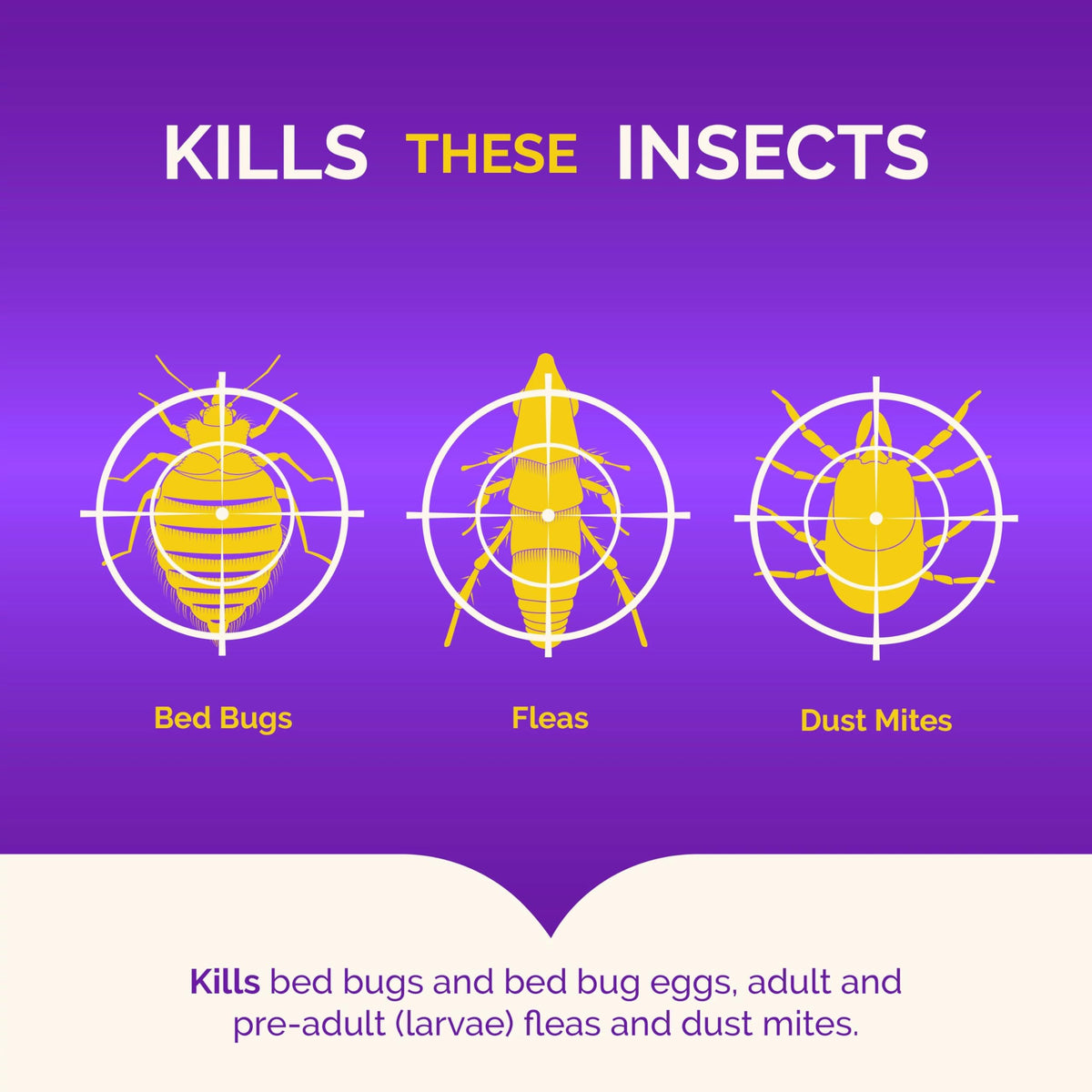 Hot Shot Bed Bug Killer egg kill action graphic demonstrates bed bug eggs control