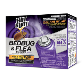 Hot Shot BedBug and Flea Fogger packaging for home pest control.