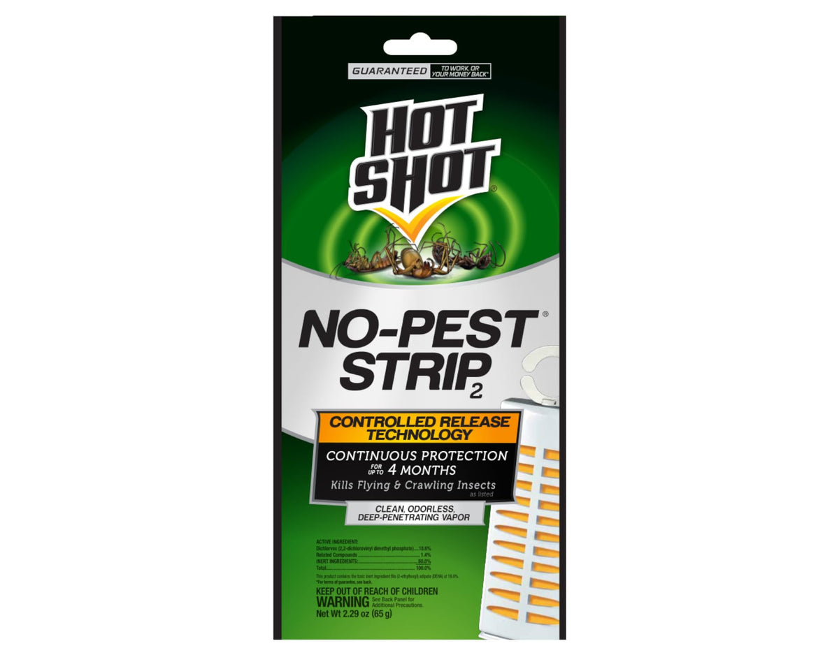 Hot Shot No-Pest Strip in-use releases odorless vapor for protection.