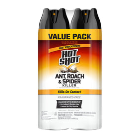 Hot Shot twin-pack spray cans ready for home pest control.