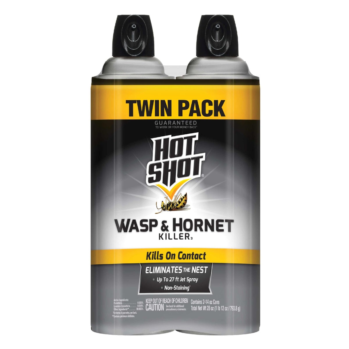 Hot Shot Wasp & Hornet Killer aerosol can for fast outdoor pest control.