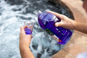Hot Tub Serum dosing steps shown for easy weekly use.