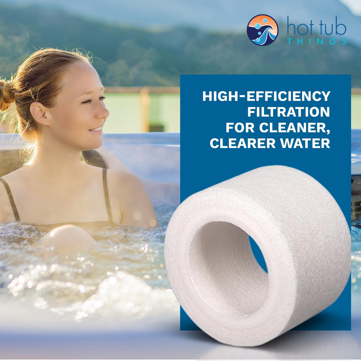 Hot Tub Things oil and debris filtration helps maintain crystal-clear water
