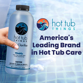 Hot Tub Things Spa Water Clarifier mixing with filter to boost filtration performance