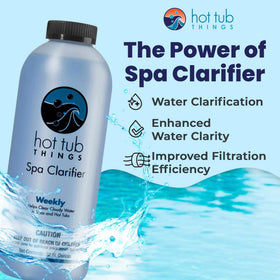Hot Tub Things Spa Water Clarifier demonstrates fast acting treatment for clearer spa water