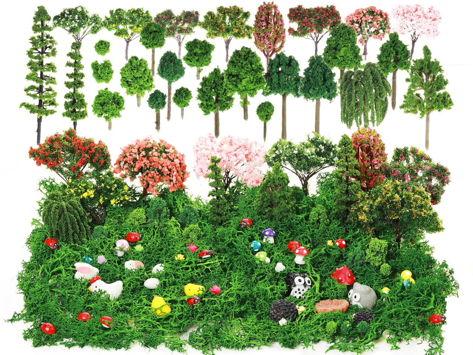 Hoteam 72pcs miniature garden trees for dioramas and terrariums