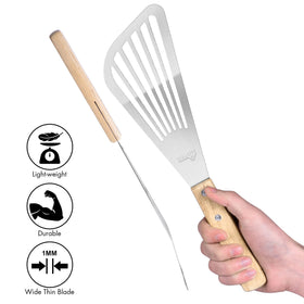HOTEC spatula flipping pancakes and eggs with stability and ease