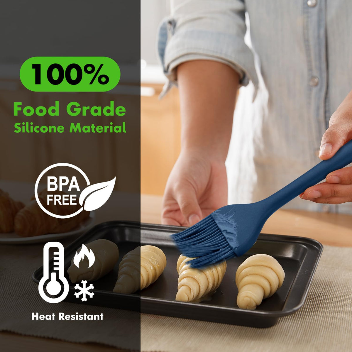 HOTEC silicone bristles basting brush for easy cleanup and no shedding