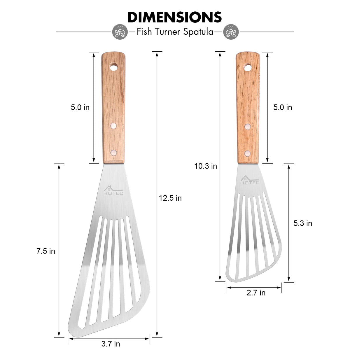 HOTEC stainless-steel head close-up showing durability for high-heat cooking