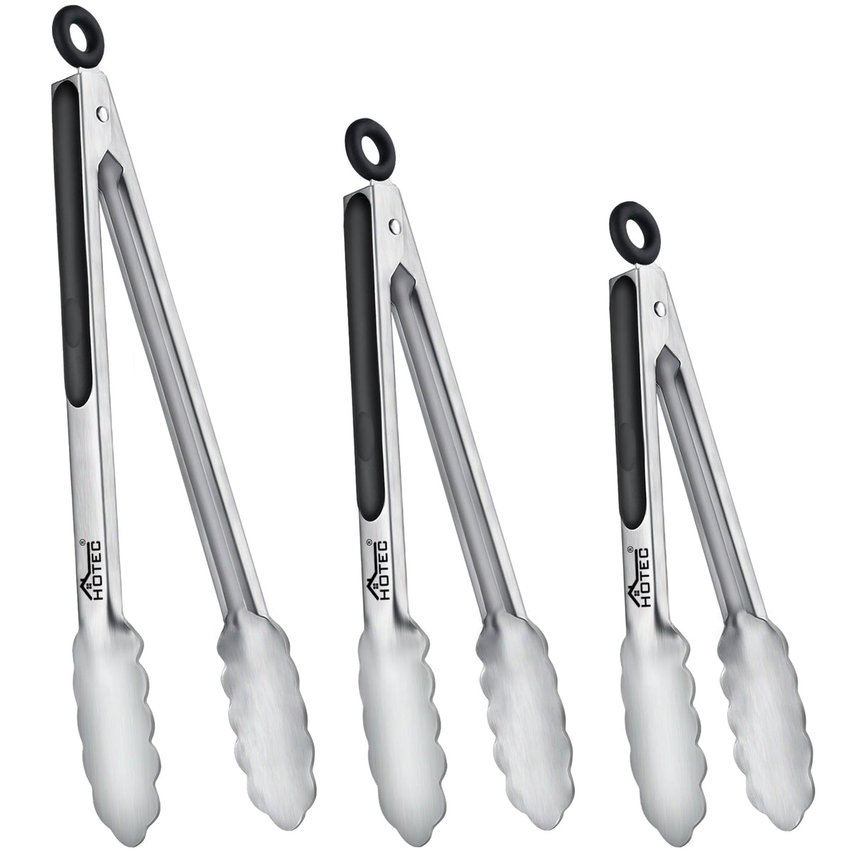 Hotec 7-inch stainless steel tongs for precise serving and control