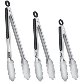 Hotec 7-inch stainless steel tongs for precise serving and control