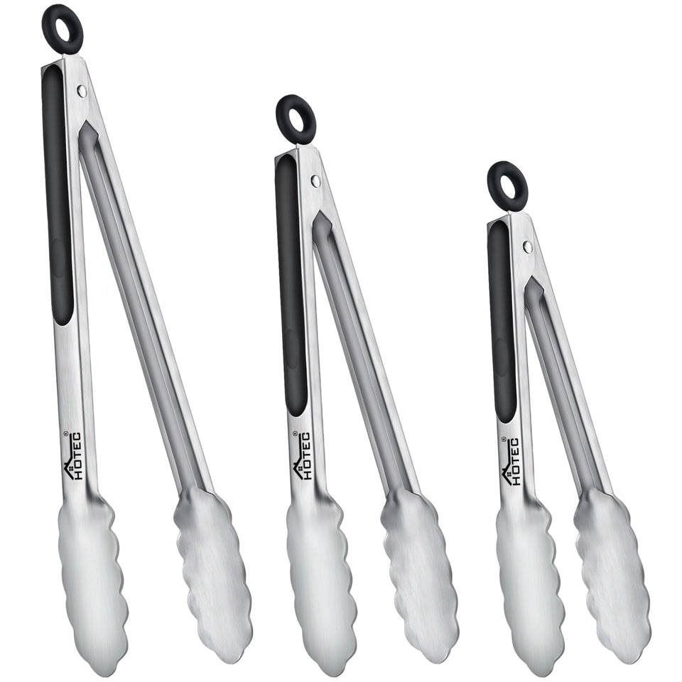 Hotec 7-inch stainless steel tongs for precise serving and control