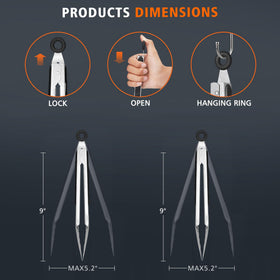 Hotec sturdy spring-structure tongs support long-lasting kitchen use.