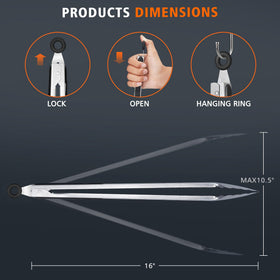 Hotec tongs hanging loop keeps storage neat after cooking