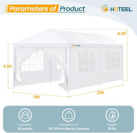 Hoteel 10x20ft party tent galvanized steel frame ensures stability