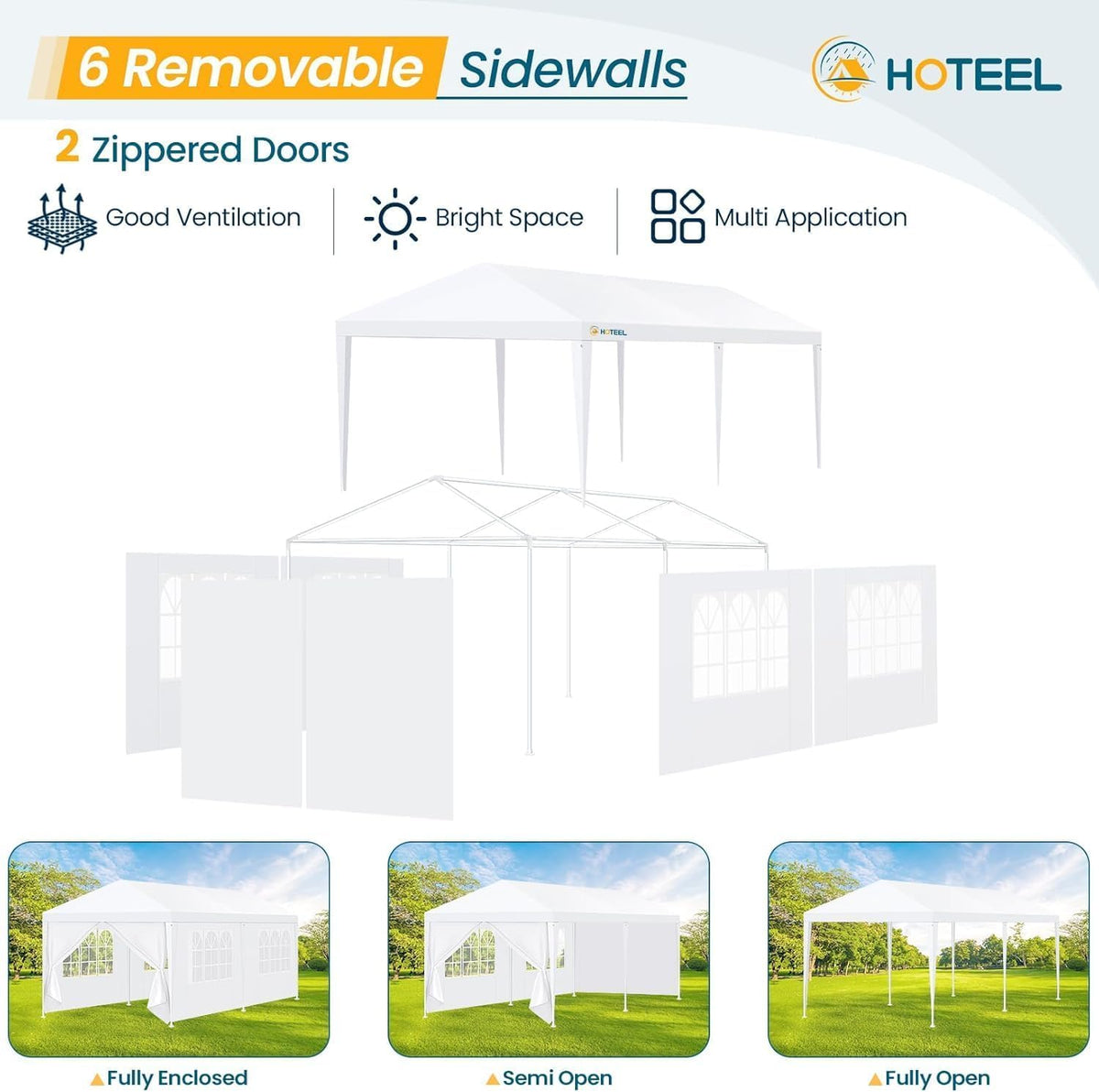 Hoteel 10x20ft party tent spacious layout for up to 30 guests