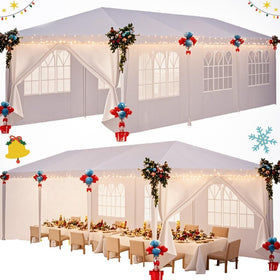 Hoteel 10x30ft tent front view ideal for shaded outdoor gatherings and events.